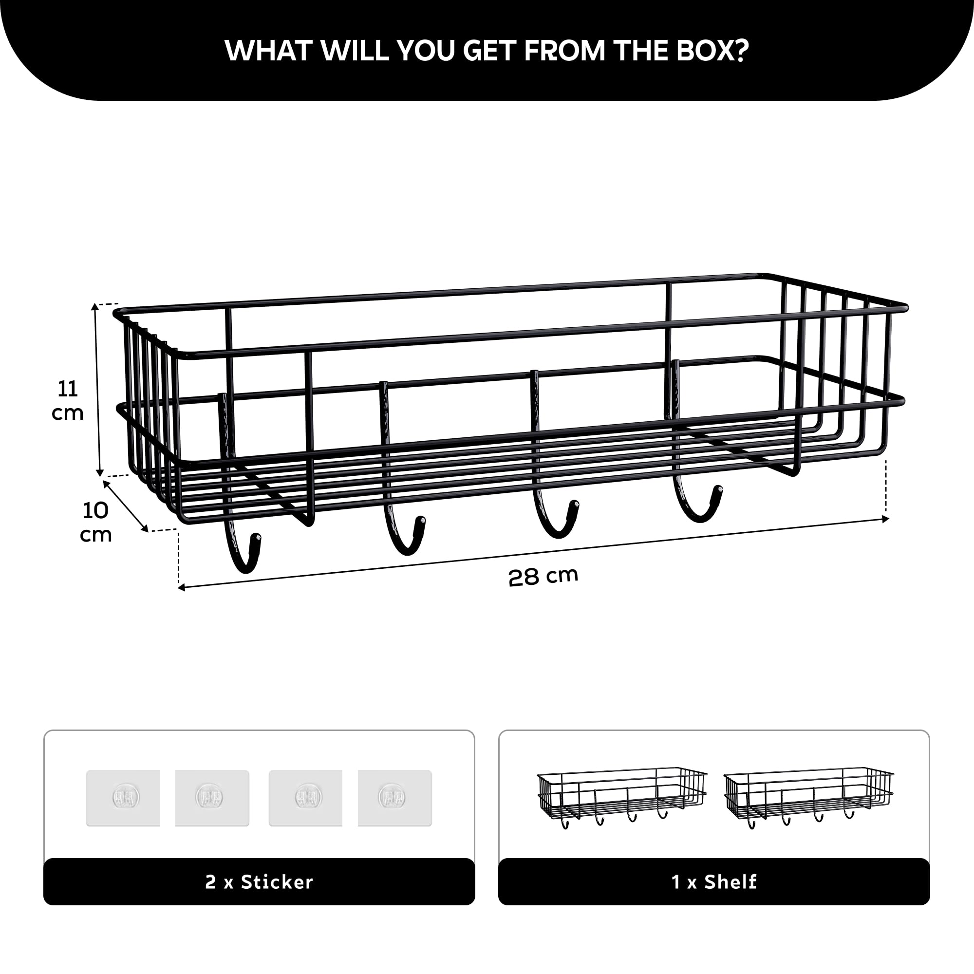 MIORAH 2 Pack Self Adhesive Bathroom Organizer – No Drill Wall Mounted Bathroom Shelves & Rack for Modern Space Saving Storage