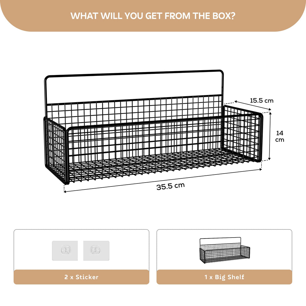 MIORAH 2 Pack Self Adhesive Bathroom Organizer – No Drill Wall Mounted Bathroom Shelves & Rack for Modern Space Saving Storage