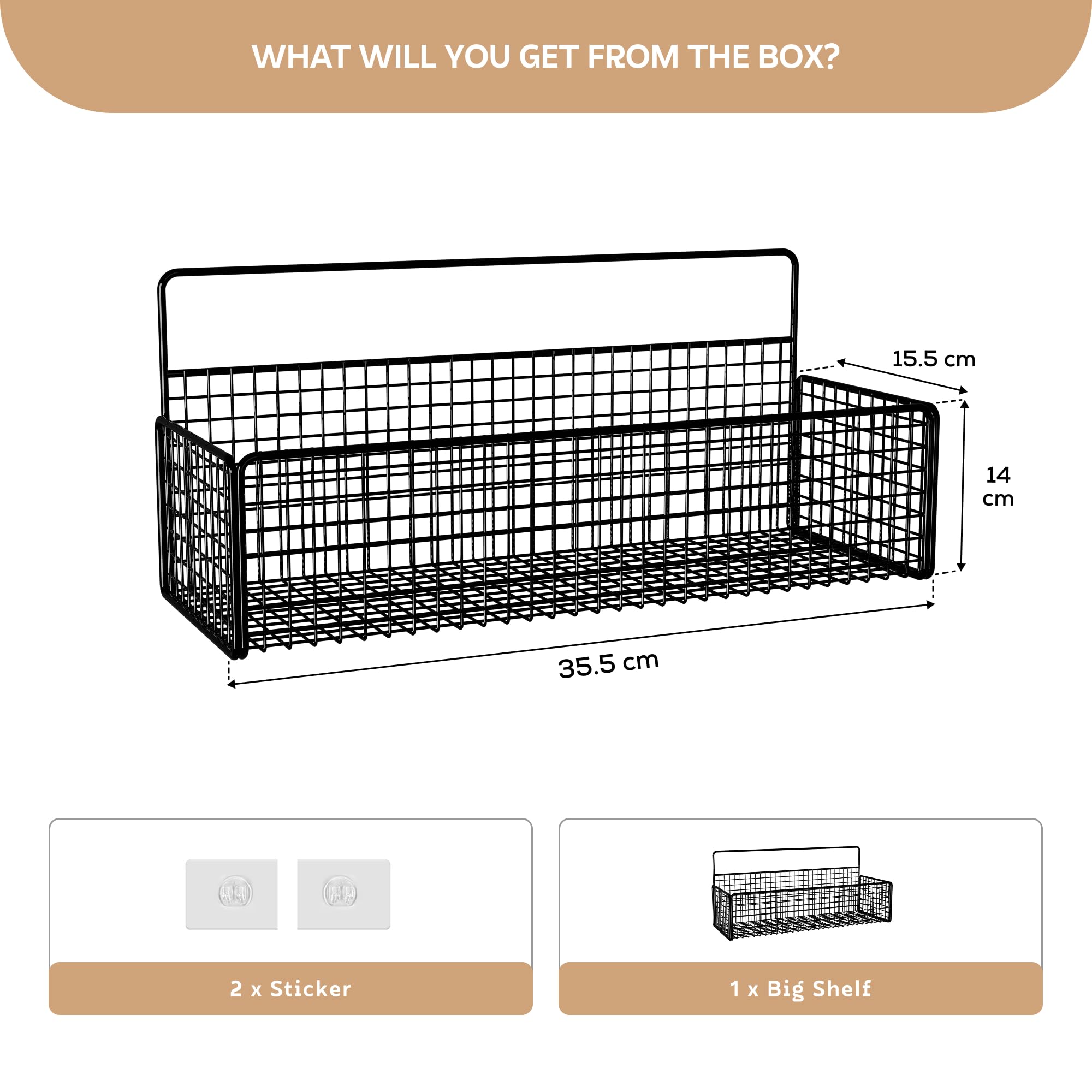 MIORAH 2 Pack Self Adhesive Bathroom Organizer – No Drill Wall Mounted Bathroom Shelves & Rack for Modern Space Saving Storage