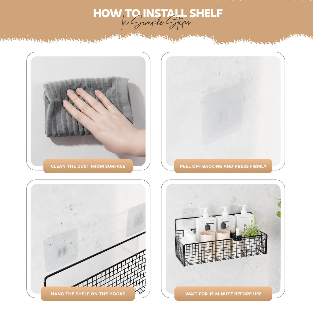 MIORAH 2 Pack Self Adhesive Bathroom Organizer – No Drill Wall Mounted Bathroom Shelves & Rack for Modern Space Saving Storage