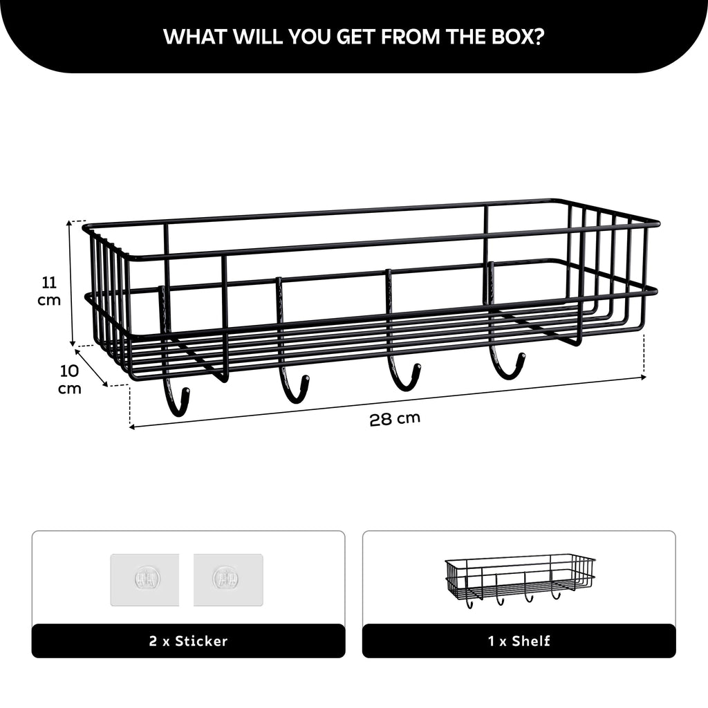 MIORAH 2 Pack Self Adhesive Bathroom Organizer – No Drill Wall Mounted Bathroom Shelves & Rack for Modern Space Saving Storage