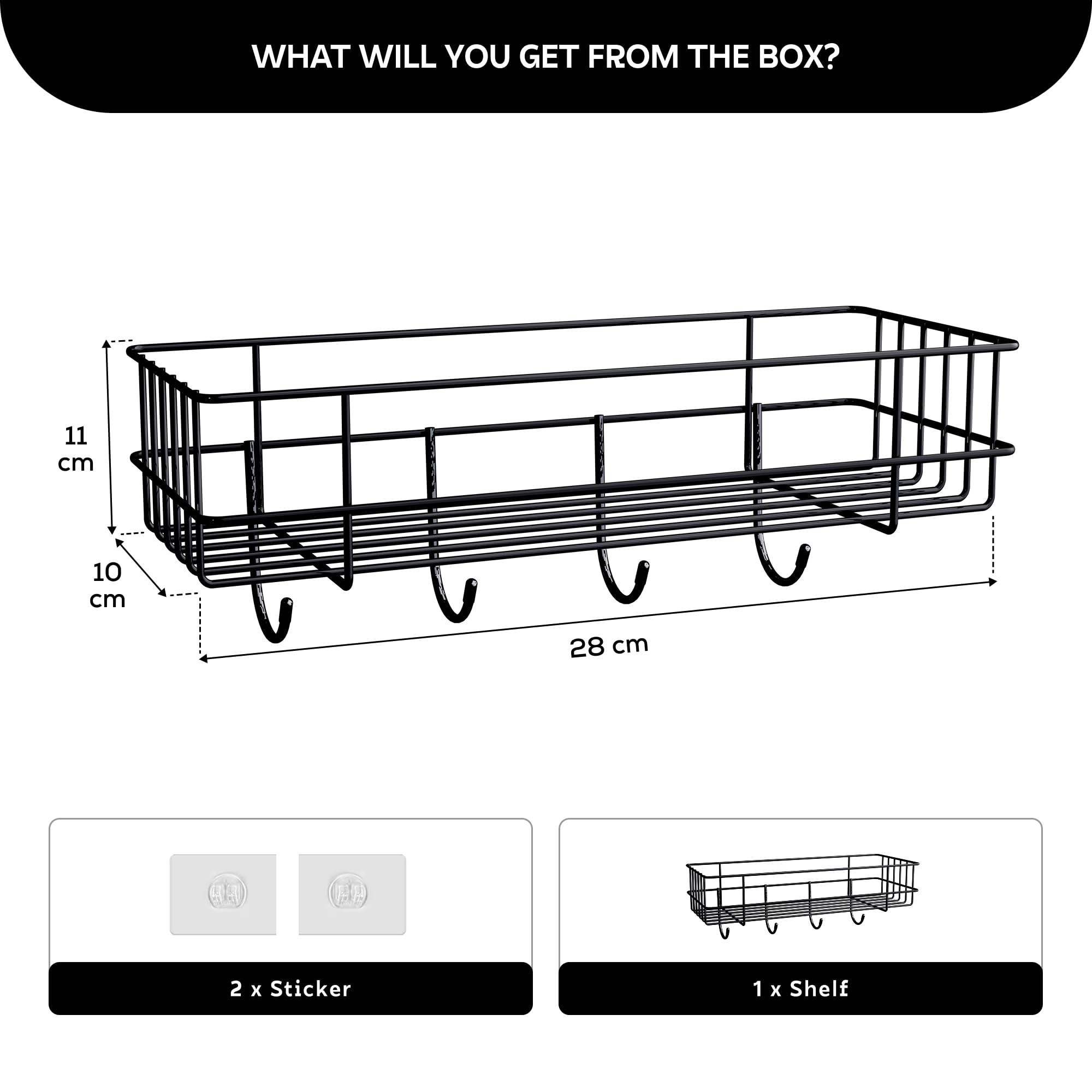 MIORAH 2 Pack Self Adhesive Bathroom Organizer – No Drill Wall Mounted Bathroom Shelves & Rack for Modern Space Saving Storage