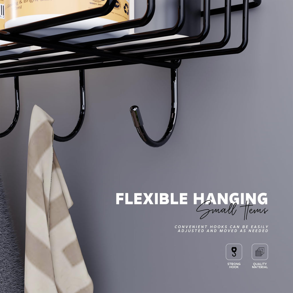 MIORAH 2 Pack Self Adhesive Bathroom Organizer – No Drill Wall Mounted Bathroom Shelves & Rack for Modern Space Saving Storage