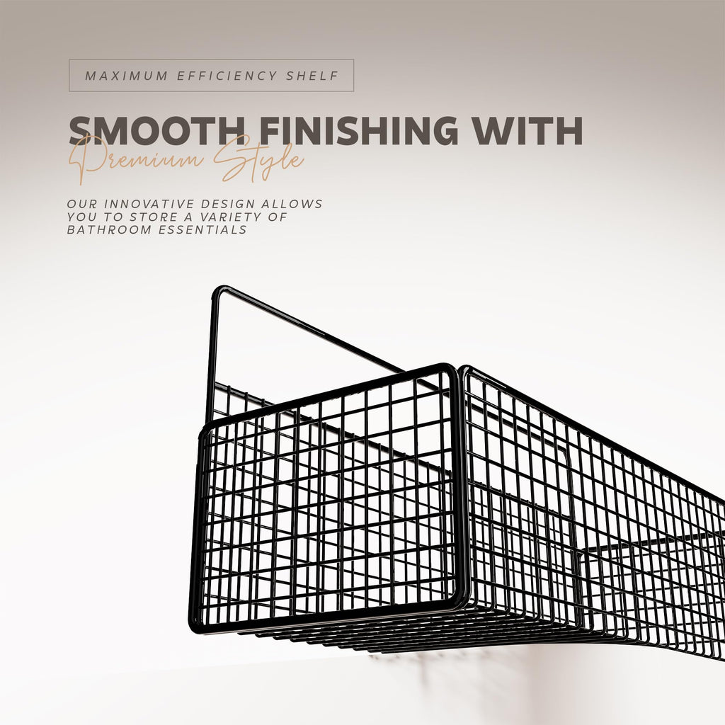 MIORAH 2 Pack Self Adhesive Bathroom Organizer – No Drill Wall Mounted Bathroom Shelves & Rack for Modern Space Saving Storage