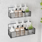 MIORAH 2 Pack Self Adhesive Bathroom Organizer – No Drill Wall Mounted Bathroom Shelves & Rack for Modern Space Saving Storage