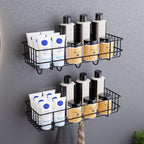 MIORAH 2 Pack Self Adhesive Bathroom Organizer – No Drill Wall Mounted Bathroom Shelves & Rack for Modern Space Saving Storage