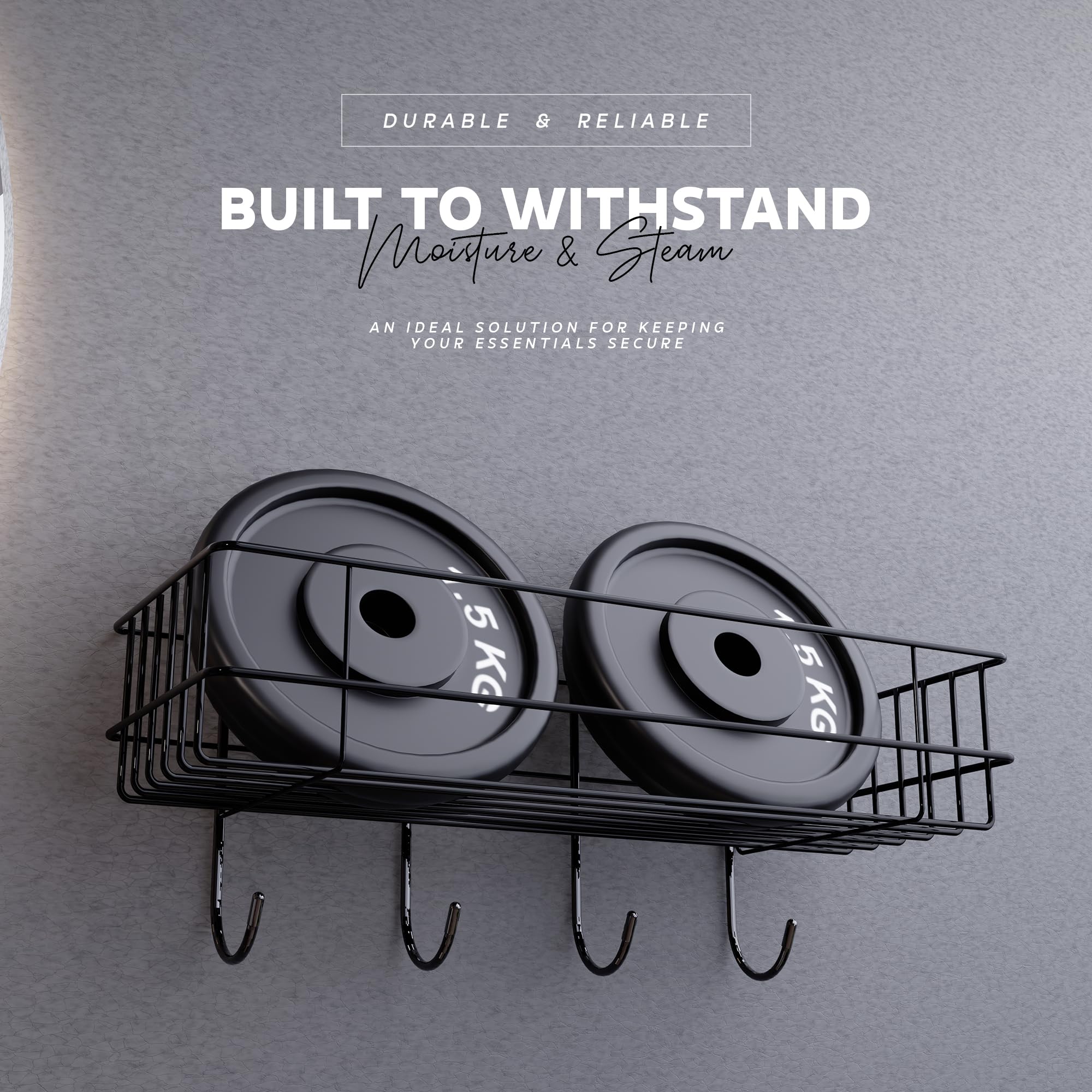 MIORAH 2 Pack Self Adhesive Bathroom Organizer – No Drill Wall Mounted Bathroom Shelves & Rack for Modern Space Saving Storage